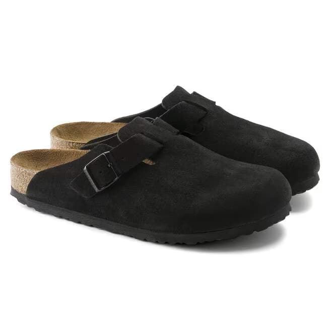 Birkenstock Women's Boston Clogs - Black Suede - 660473