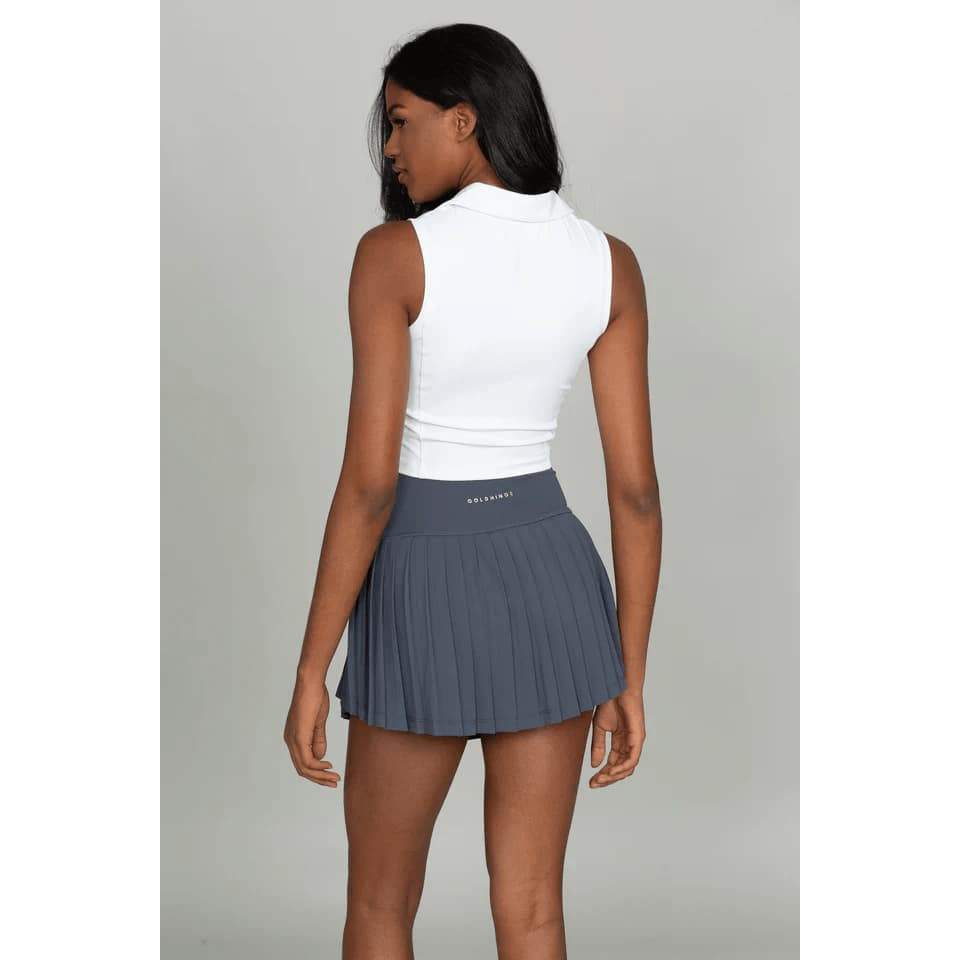 Gold Hinge Tiered Pleated Tennis Skirt