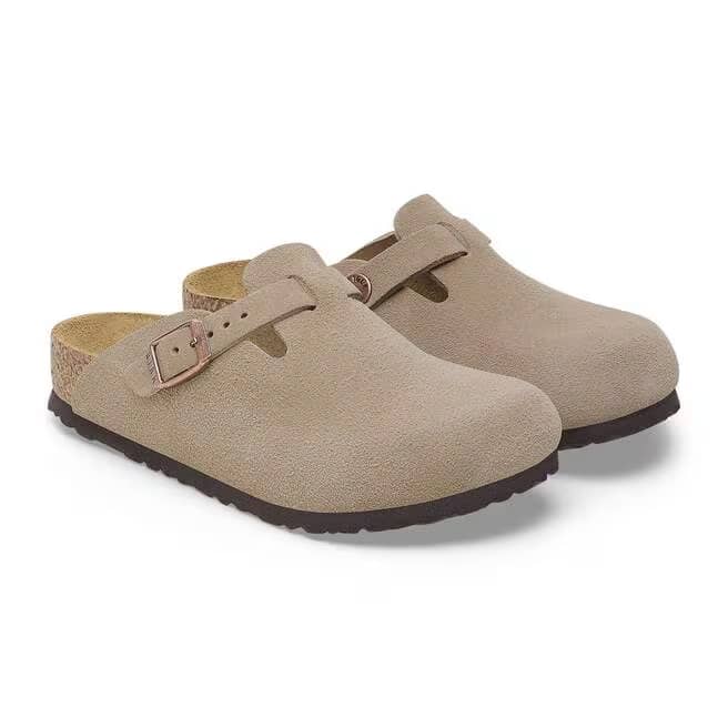 Birkenstock Kids Boston Suede Clogs - Taupe - 1027875