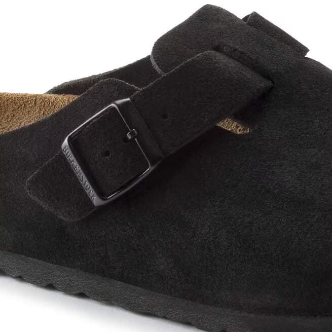 Birkenstock Women's Boston Clogs - Black Suede - 660473