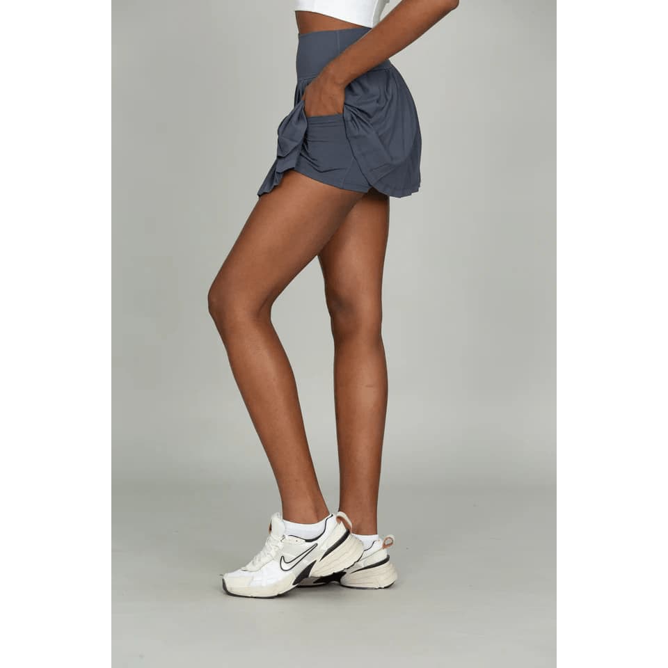 Gold Hinge Tiered Pleated Tennis Skirt